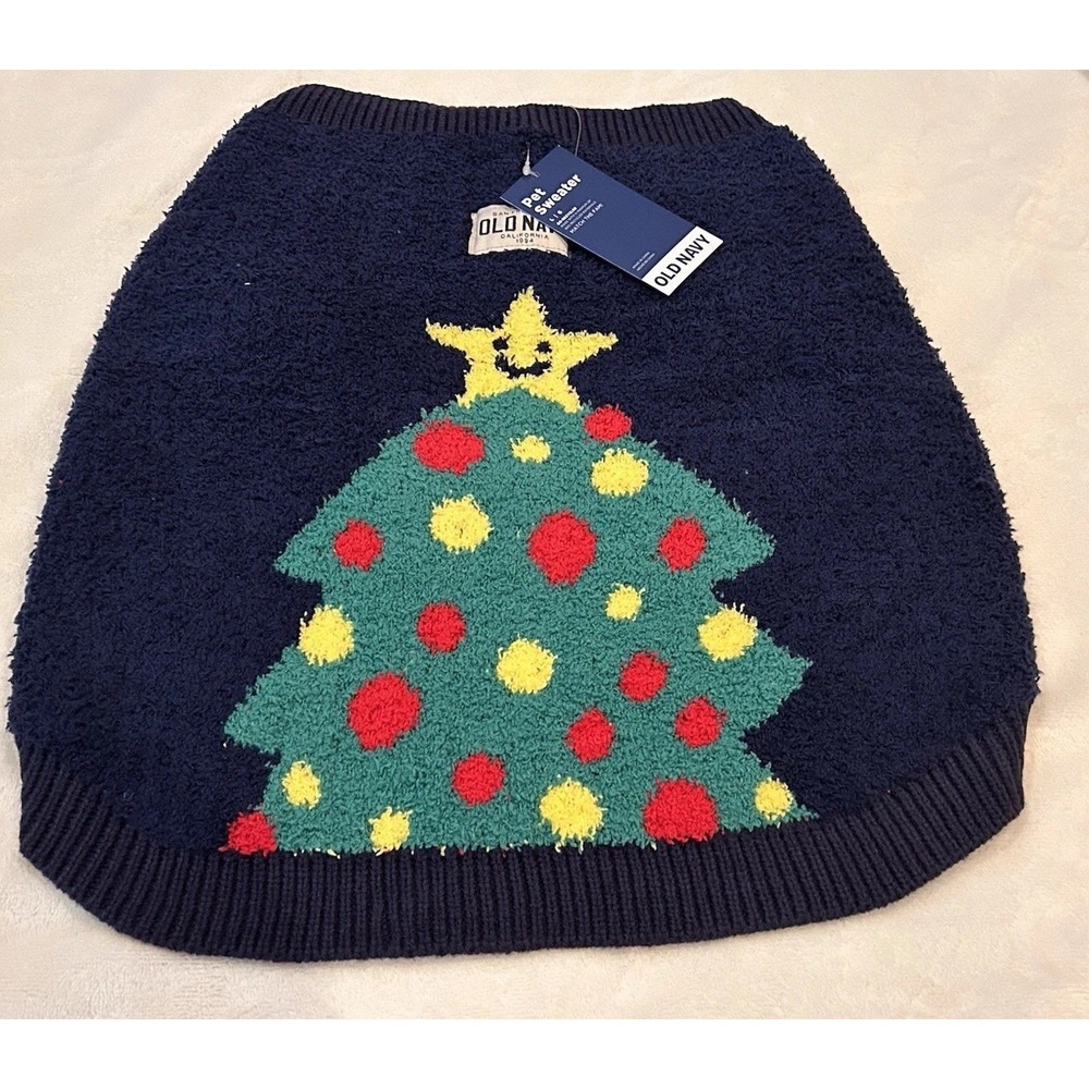 Old Navy Size Small Pet/ Dog Christmas‎ Sweater Blue Christmas tree NEW